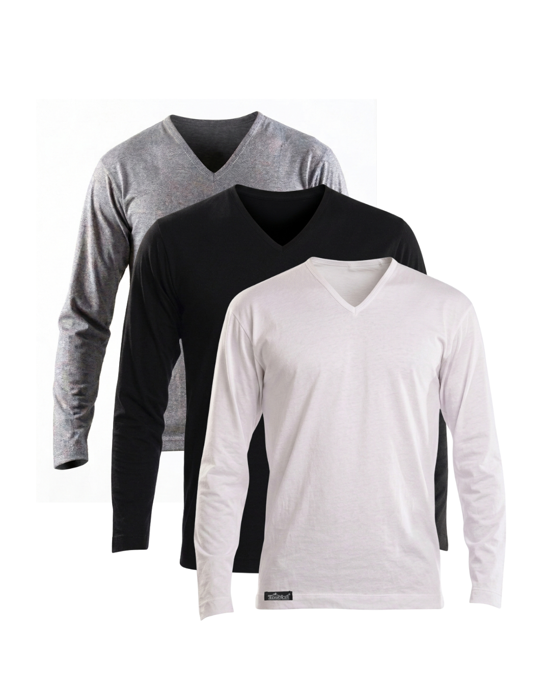 Pack de 3 T-shirt Col V manches longues renaissance 100% coton - 2025