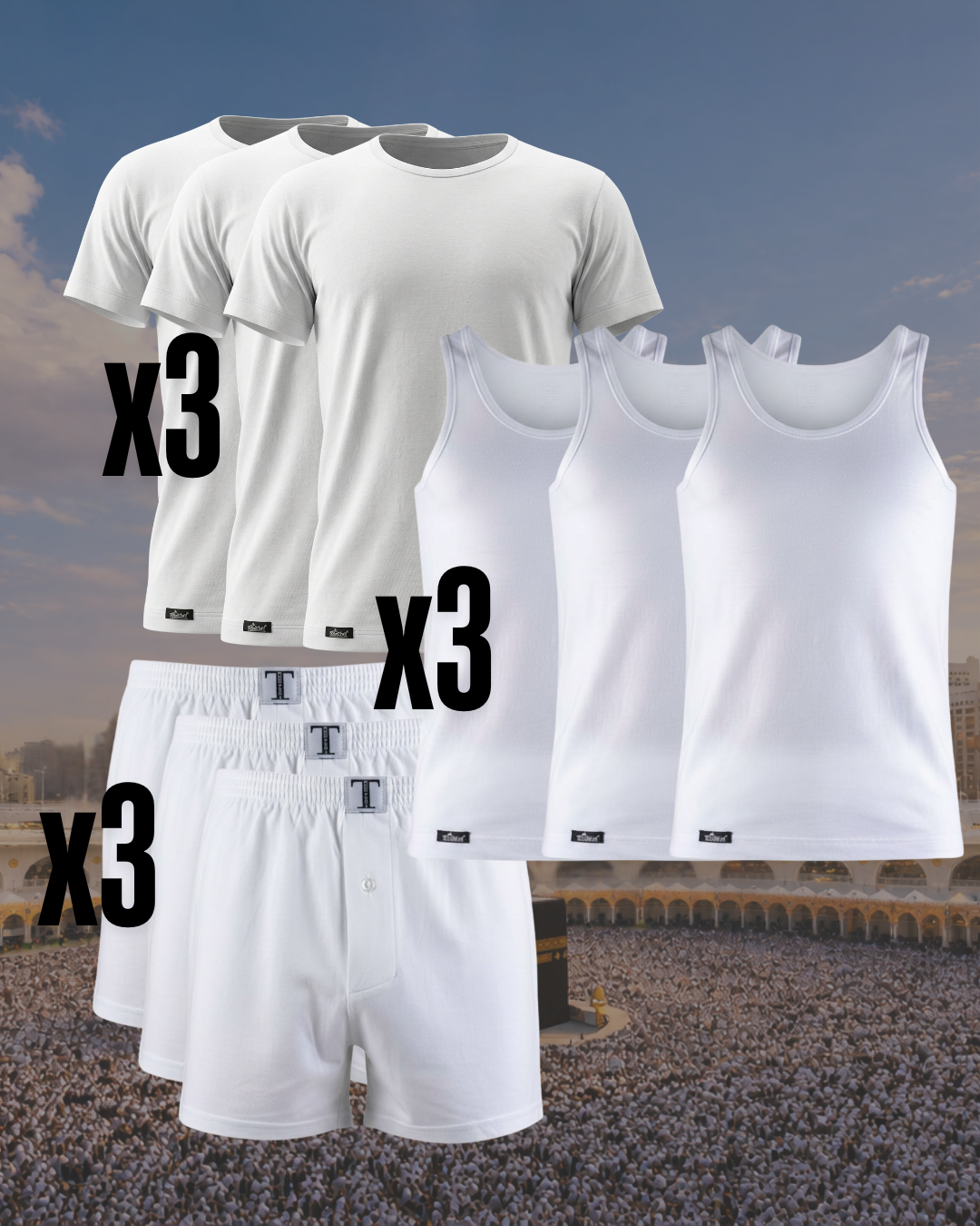 Pack Omrah Manasik 9 pièces 100% Coton - 2226