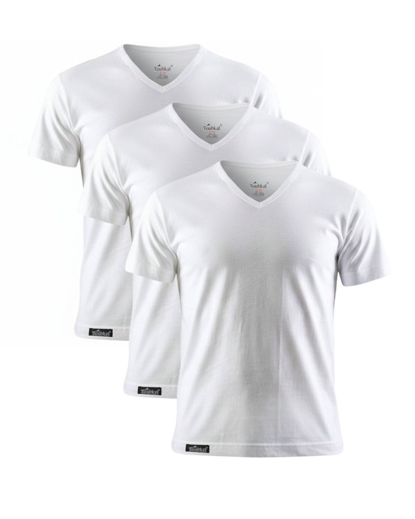 Pack 3 de T-shirt blanc basic 100% coton - 2020